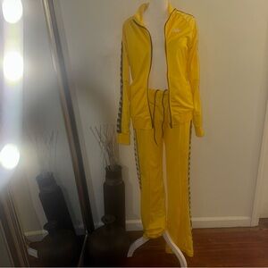 Kappa Yellow Track Suit with Black Side Stripe